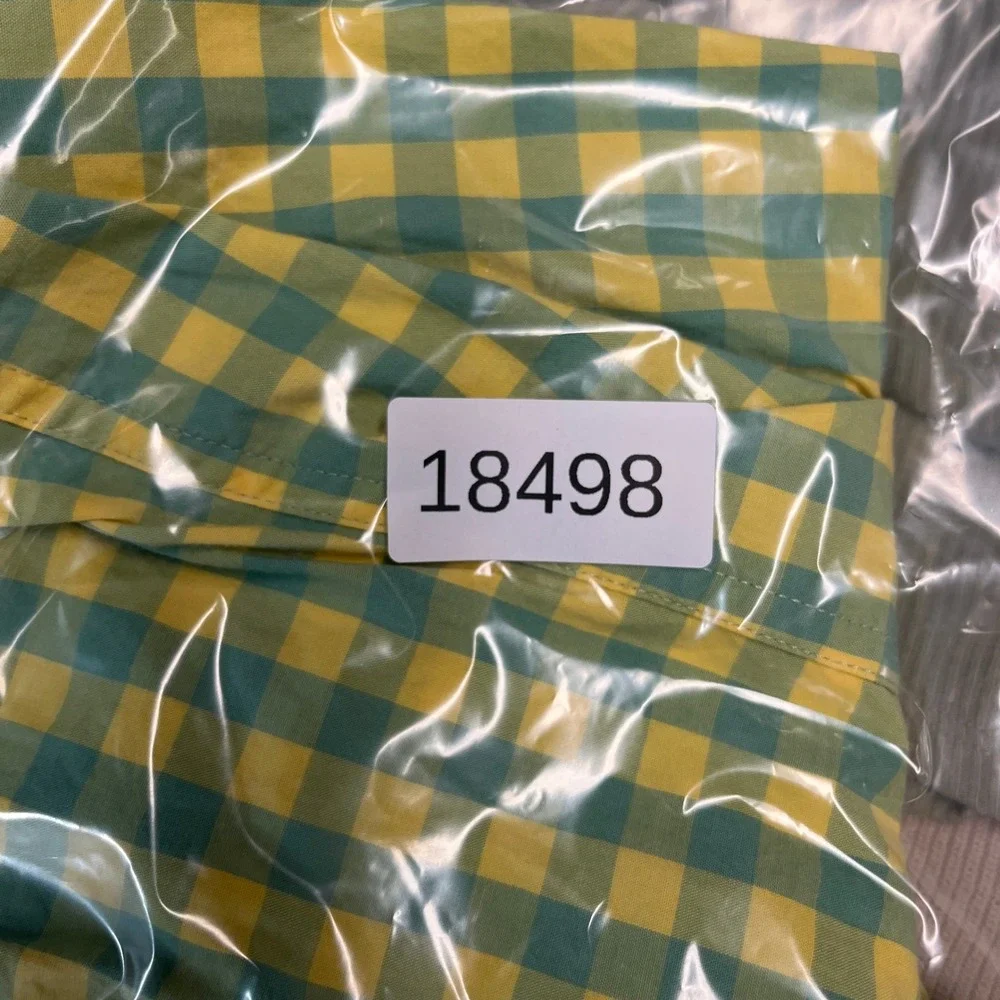 J.Crew Shirt Mens M Green Yellow Gingham Slim Fit Preppy Flex Washed Oxford